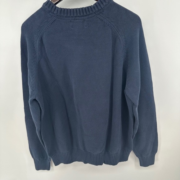 Lands End Drifter Sweater Mens XL Navy Blue Cotton Crewneck Knit Raglan Sleeve - Picture 8 of 9